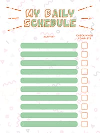Daily Schedule_Blank A blank daily schedule that you can print to use in your home.