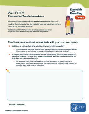 Teens Activity Encouraging Independence