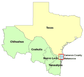 Mapa de la Regi髇 de la Frontera M閤ico-Estados Unidos