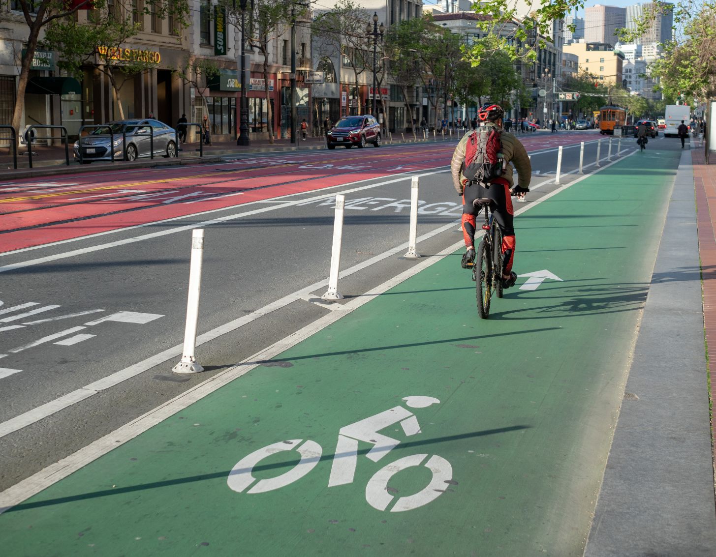 Cyclist in designated bike lane Cyclist in designated bike lane