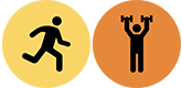 Icons: A combination of running and weight lifting
