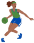 A girl playing basketball