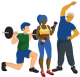 A group of people exercising