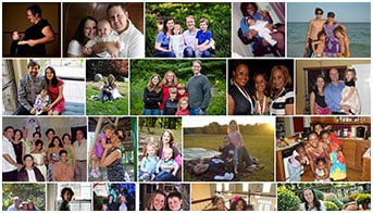 Real Pregnancy Stories Photo collage of families who shared their stories