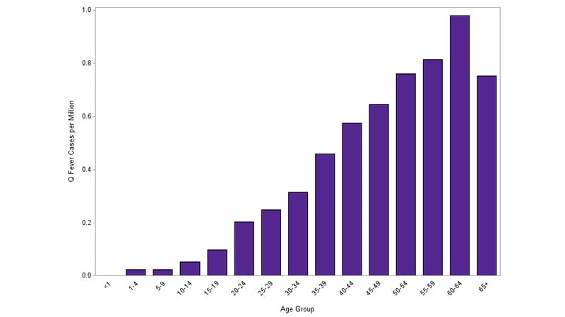 Q fever cases reported in 2019 by age group