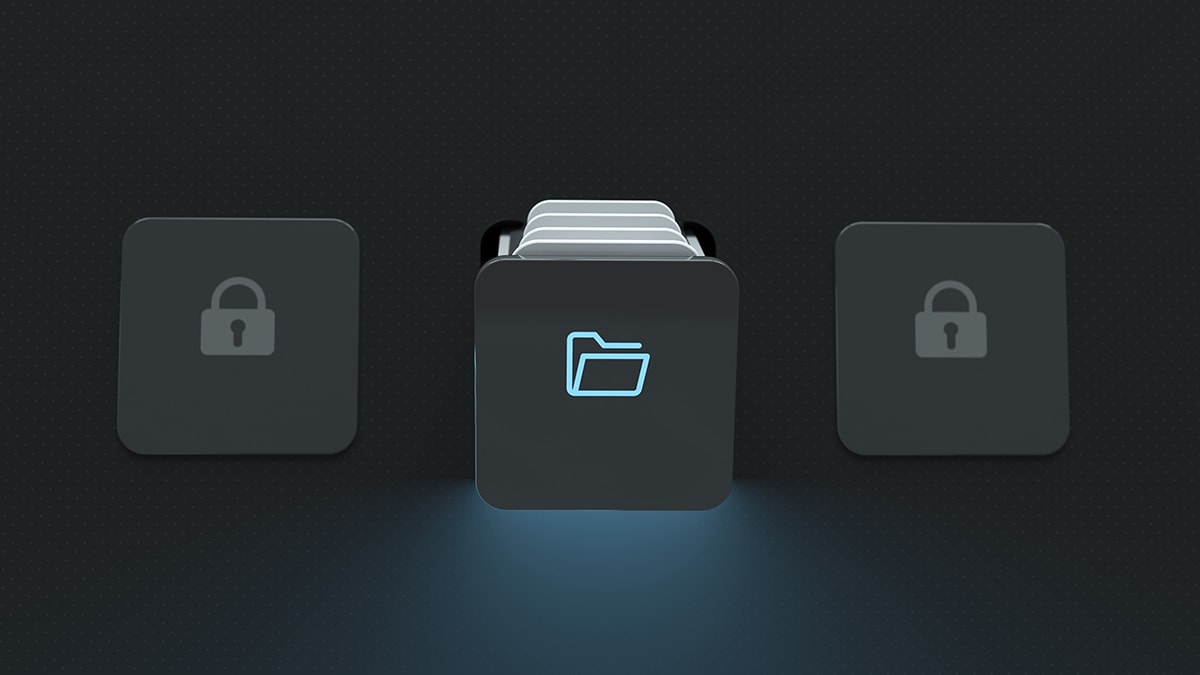RDC DFE Site Icon Three file folders -- two locked and one open