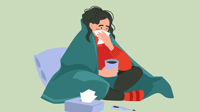 illustration of a sick women
