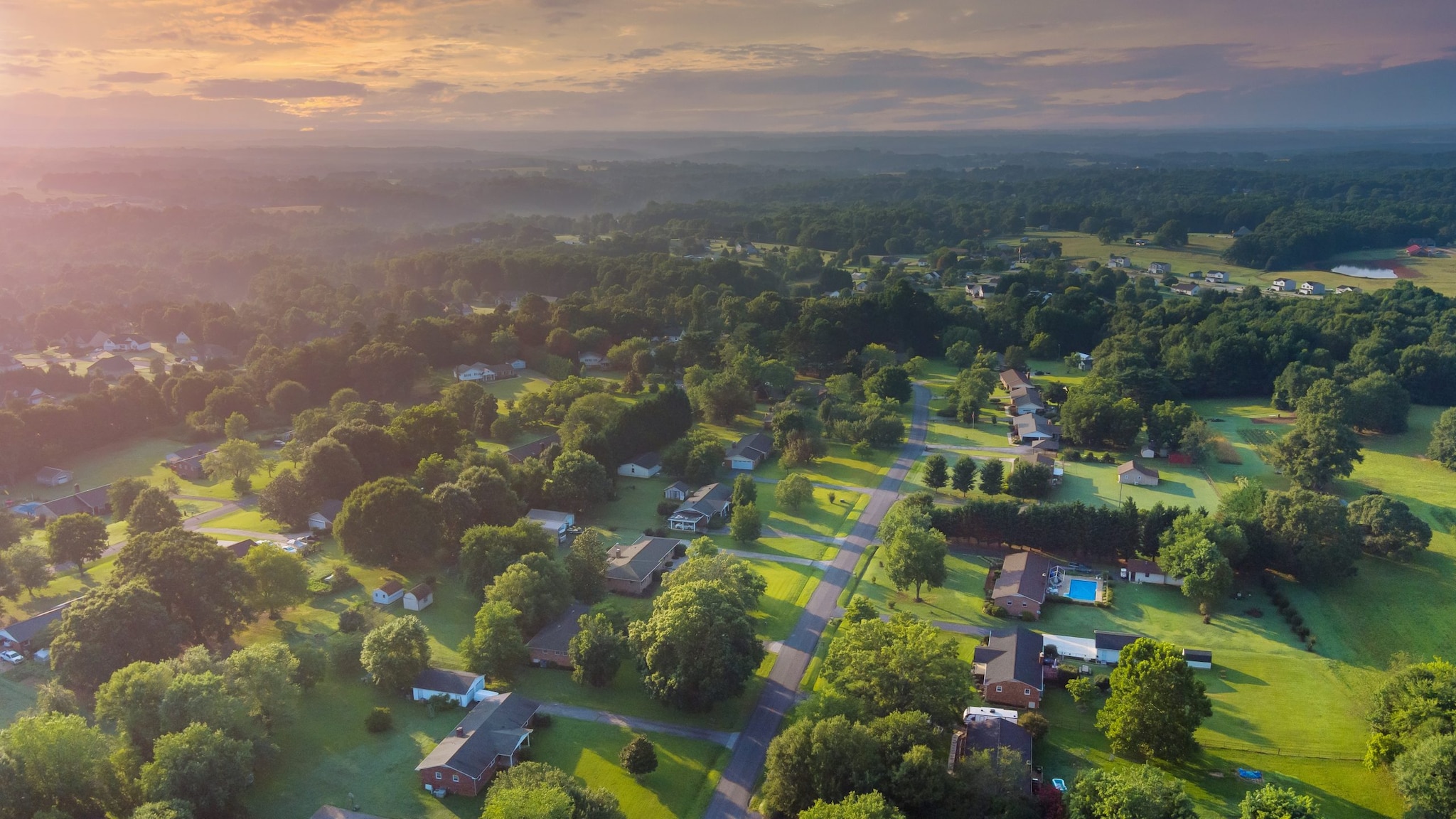 Ariel View Village Roof at dawn