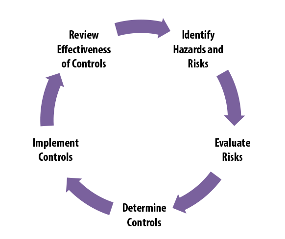 Illustration of the risk management process, a cycle that follows the steps listed on this page. Illustration of the risk management process, a cycle that follows the steps listed on this page.