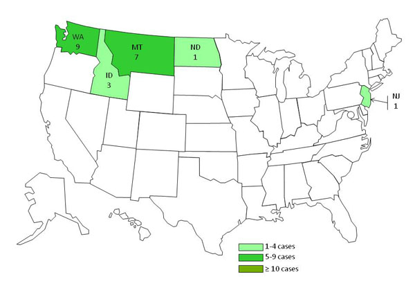 Persons infected with the outbreak strain of Salmonella Enteritidis, by state