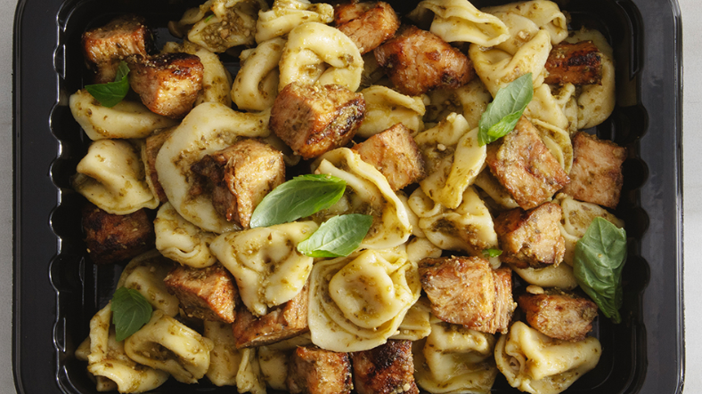 An image of a tray of home delivery tortellini with chicken