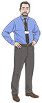 male epidemiologist standing with hand on hips.