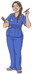 nerd-pavati-small Woman public health nurse standing holding board and pen.