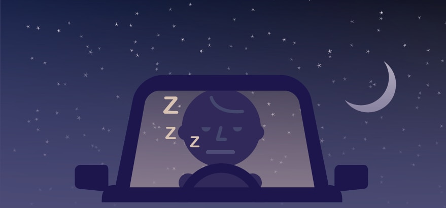 Car driver asleep at the wheel