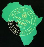 WHO-poster.jpg WHO poster commemorating the eradication of smallpox in October 1979, which was officially endorsed by the 33rd World Health Assembly on May 8, 1980. Courtesy of WHO.