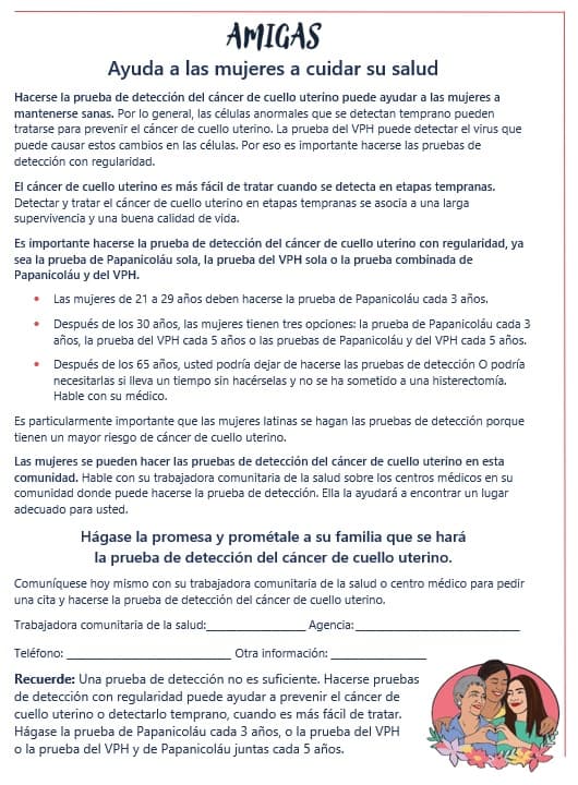 Hoja informativa de AMIGAS