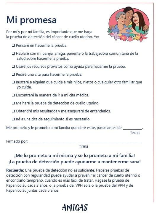 Hoja de compromiso de AMIGAS