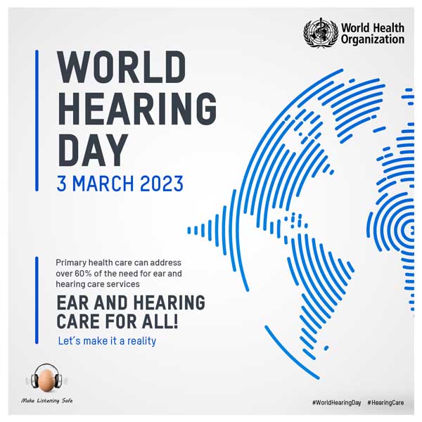 Afiche: Día mundial de la audición - 3 de marzo de 2023. ¡Cuidado del oído y la audición para todos! Hagámoslo realidad - Organización Mundial de la Salud Afiche: Día mundial de la audición - 3 de marzo de 2023. ¡Cuidado del oído y la audición para todos! Hagámoslo realidad - Organización Mundial de la Salud