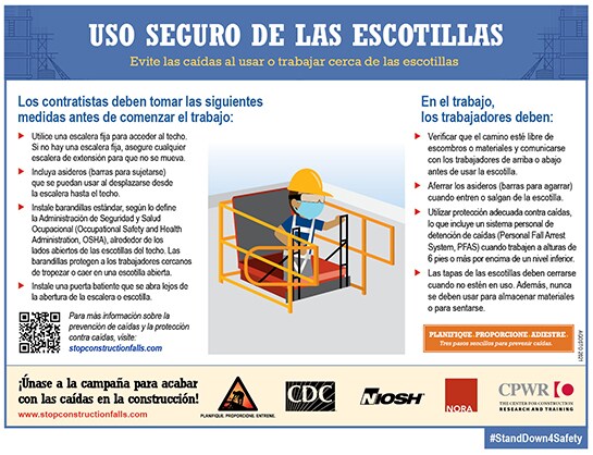 USO SEGURO DE LAS ESCOTILLAS, Evite las caídas al usar o trabajar cerca de las escotillas