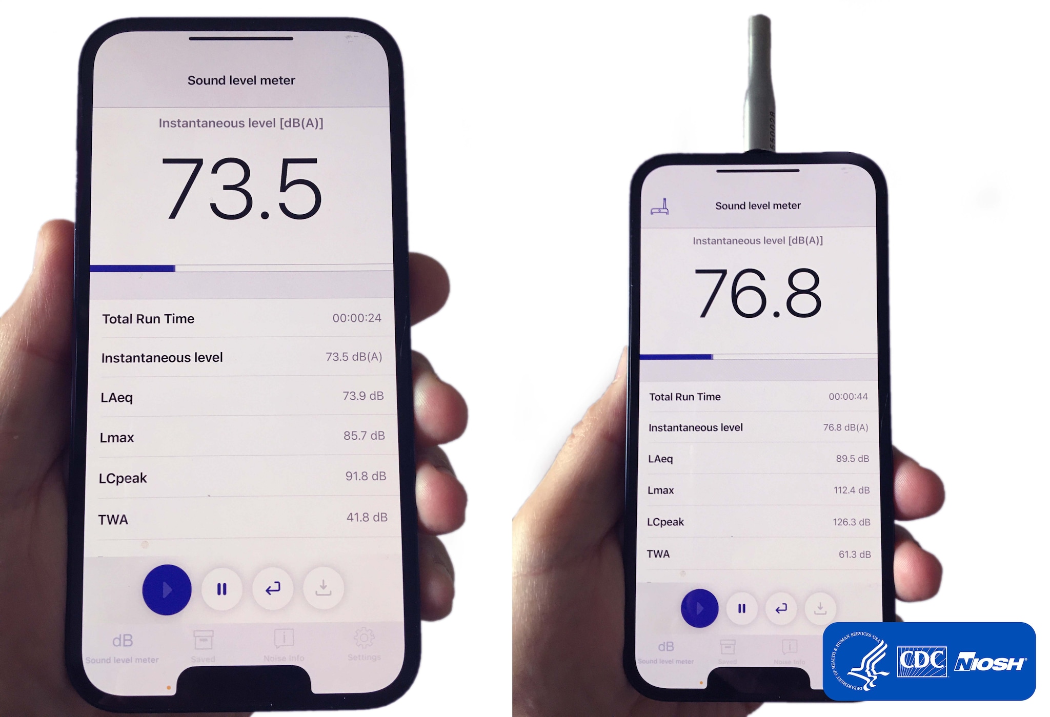 SoundApp Aplicación de NIOSH para medir el nivel de sonido