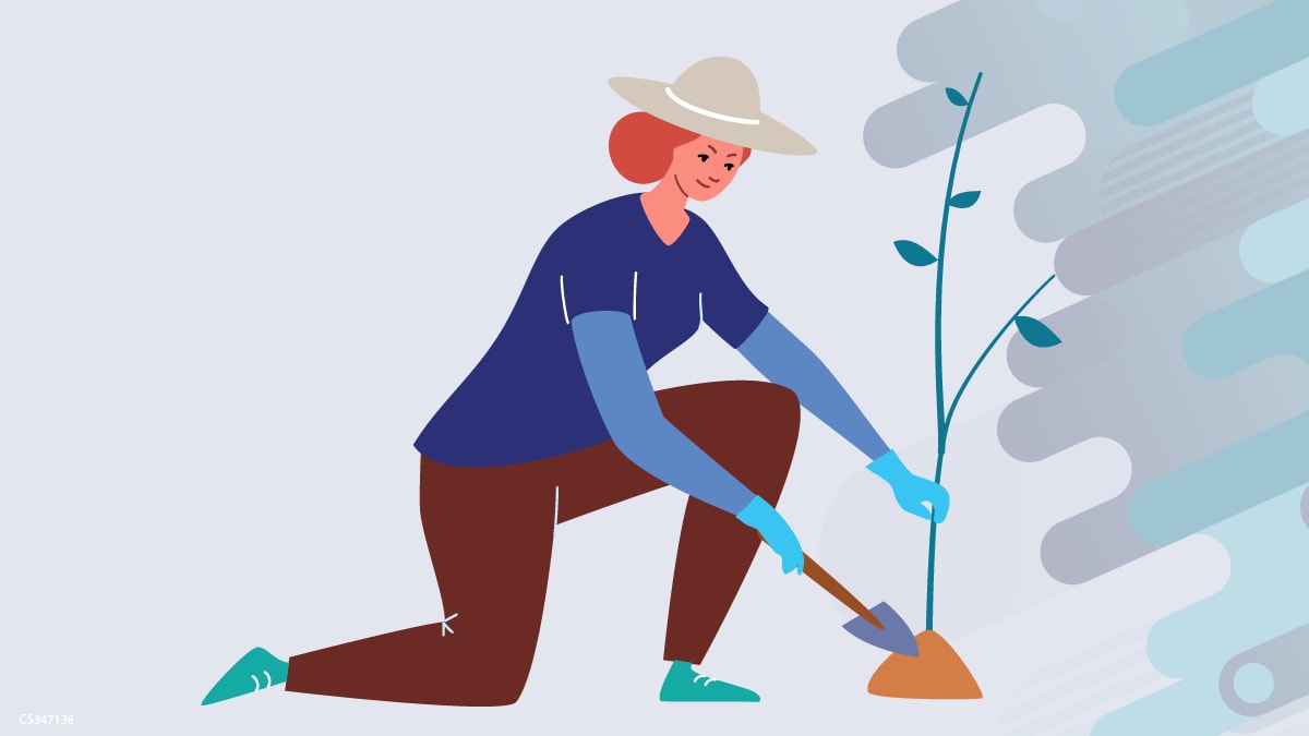 Infections can be acquired through skin lacerations such as scrapes from thorns or plant matter. An image of a woman gardening.