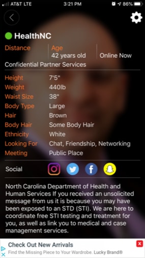 healthNCsmall.png An example personal profile for Adam4Adam.com for health care professionals.