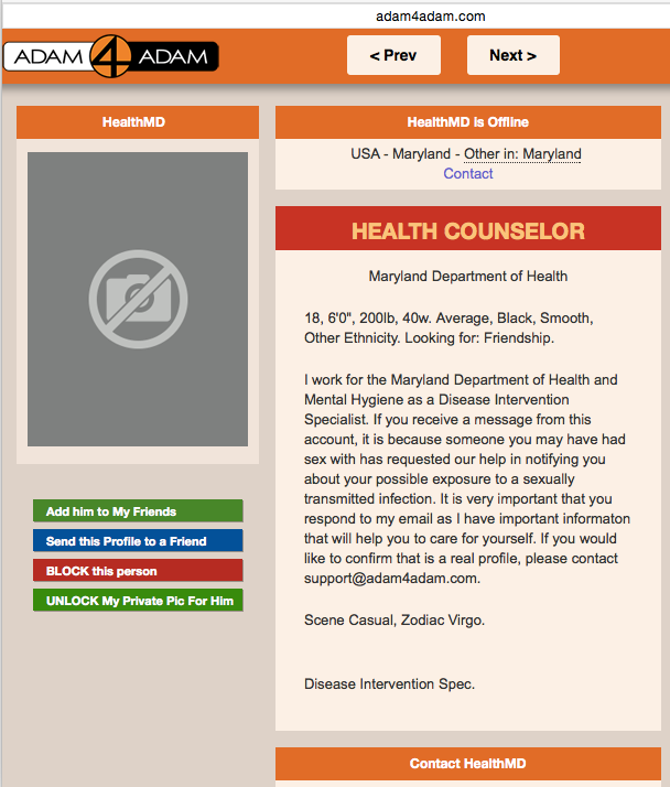 Adam4AdamCr.png Example from Adam4Adam.com, Maryland Department of Health