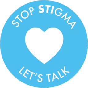 STI-Badge-Multicolor-03 Stop Stigma, Let's Talk badge Cyan