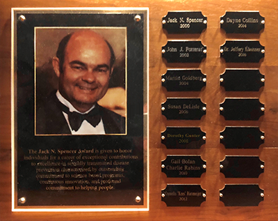 JNSplaque photo of the Jack N. Spencer Award Plaque