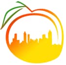 Peach with skyline