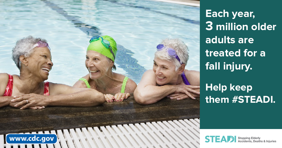 Each year, 3 million older adults are treated for a fall injury. Help keep them #STEADI. www.cy118119.com
