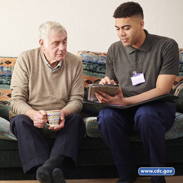 support worker with client