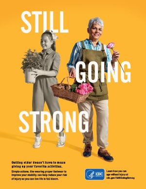 older woman with her younger self carrying plants