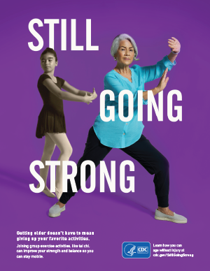older woman with her younger self doing tai chi