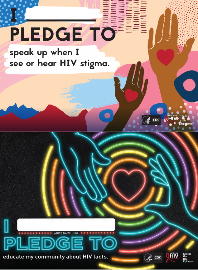 pledge-cards-combined graphic showing 2 example pledge cards