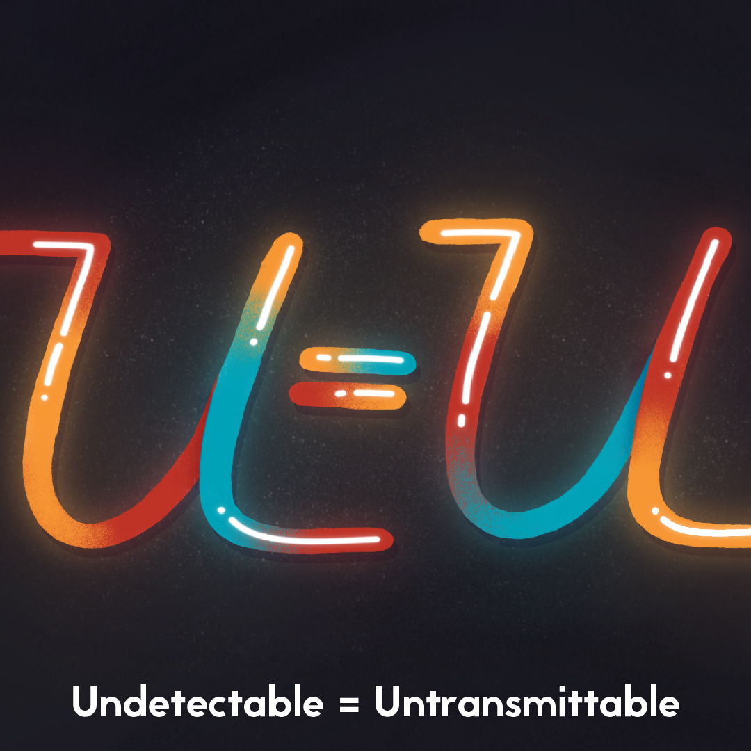Undetectable = Untransmittable Image: Animation of neon text “u=u” against a black background. Text below: Undetectable = Untransmittable