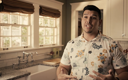 video9 Hawaiian male standing in kitchen talking to camera