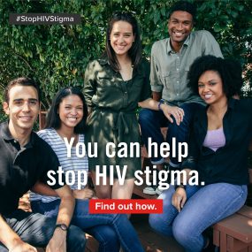 you-can-help-stop-stigma Image displays five young adults casually smiling, along with the following text: You can help stop HIV stigma. Find out how.
