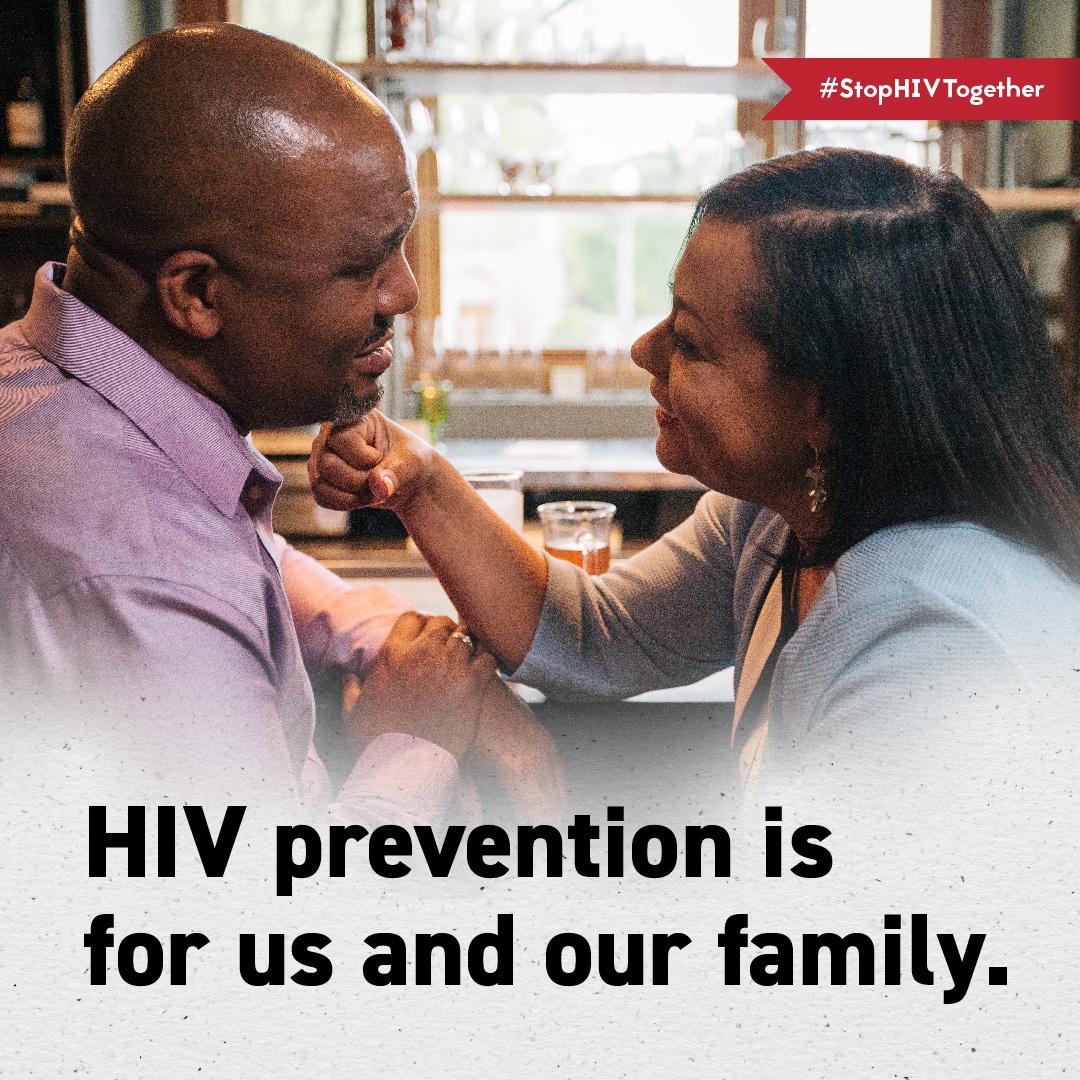 HIV prevention and family Image of Black couple in loving embrace