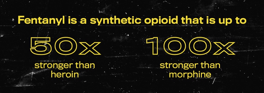 Fentanyl Facts 50x 100x -black Fentanyl is a synthetic opioid that is 50 times stronger than heroin 100 times stronger than morphine