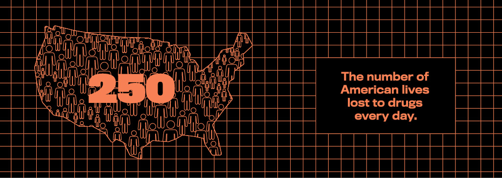 250 — The number of American lives lost to drugs every day