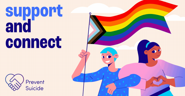 GIF: Support and connect. Prevent suicide