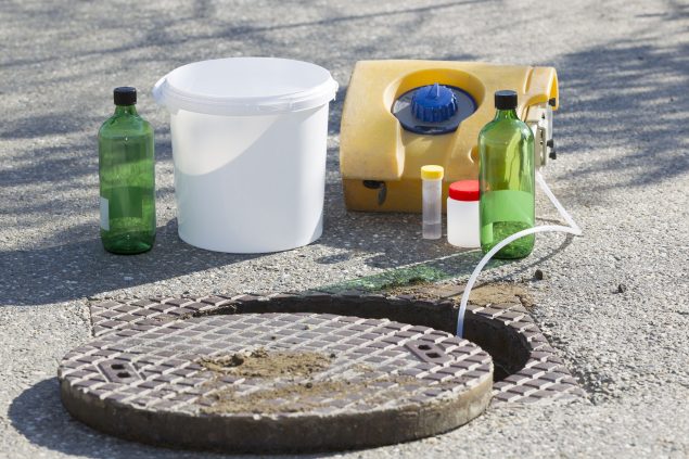 Taking samples of the water, environmental research Taking samples of the water, environmental research