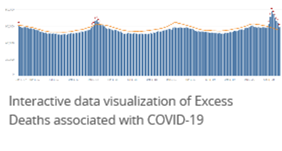excess deaths associated with COVID-19 with high and low fluctuation lines