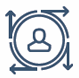 health information techonology blue circle with arrows circling icon