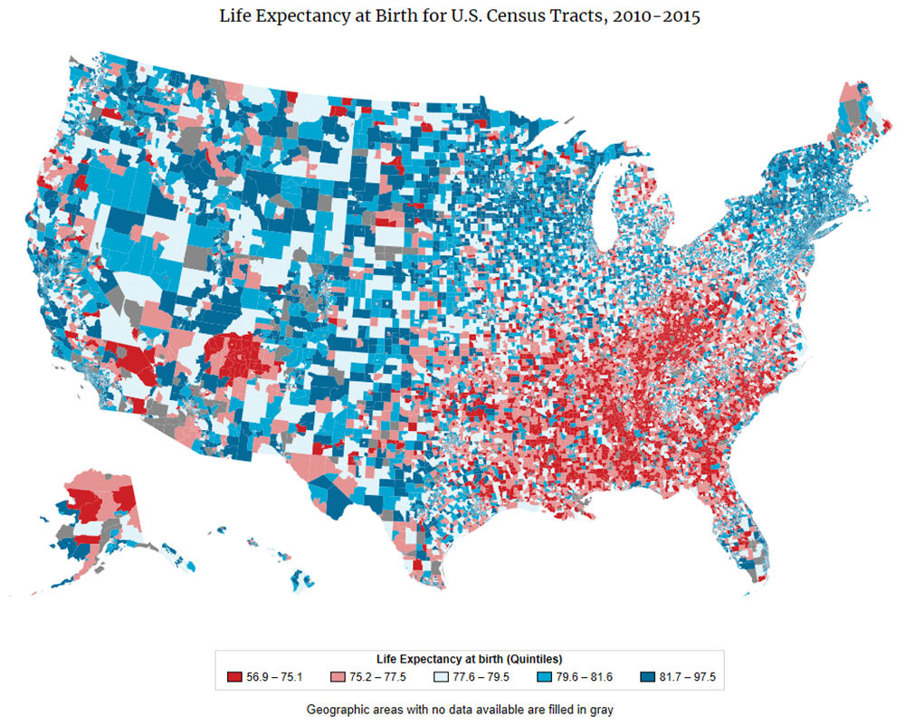 Life-expectancy-map-2010-15 Map: Life Expectancy at Birth for US Census Tracts, 2010-2015