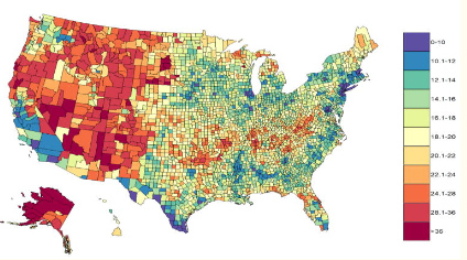 Suicide-Trends-_Sheppard-Award_2015-Map Predicted county-level suicide death rates in 2015.