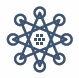 complex blue start-shaped algorithm icon
