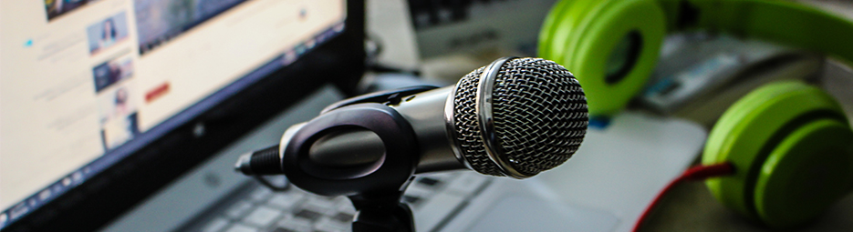 Photo of laptop set up for recording