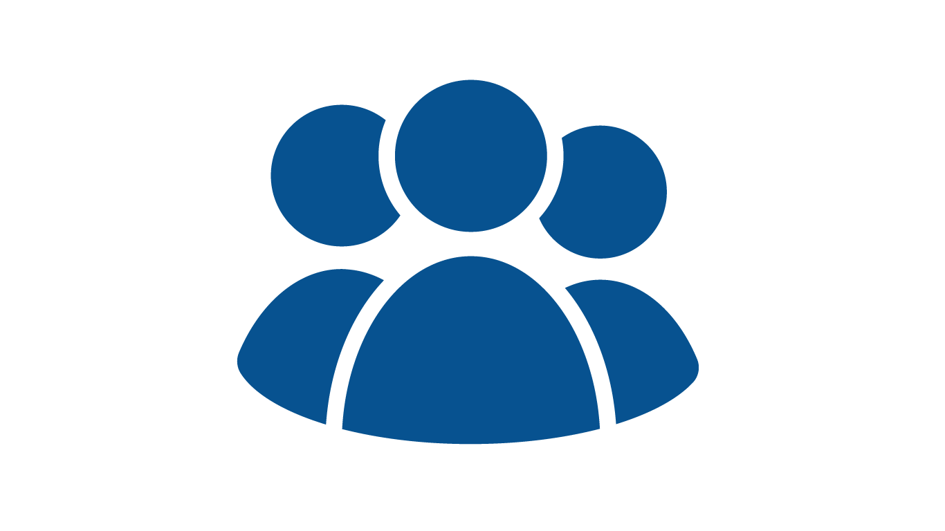 blue cartoon of three figures